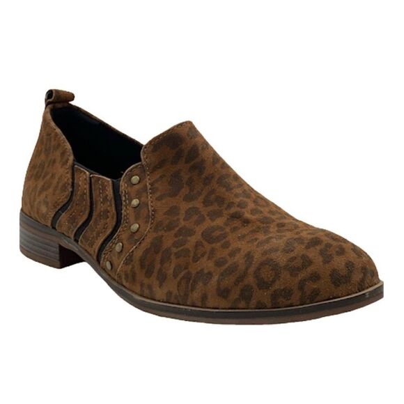 Clarks studded slip on booties-Trish Bell Leopard size 7 - Picture 1 of 11